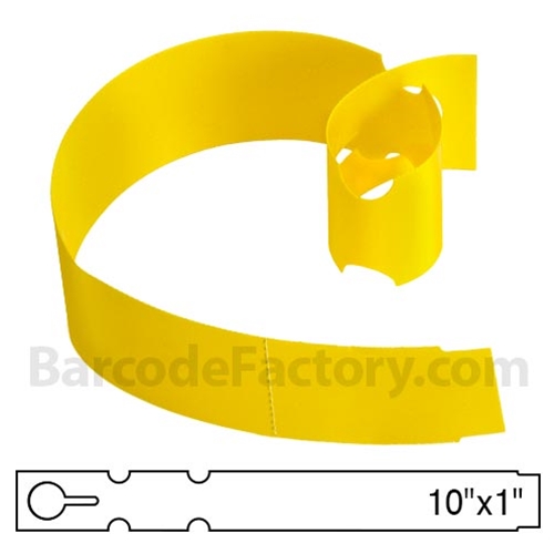 BarcodeFactory 10x1 Thermal Yellow Tree Wrap Tags Single Roll BAR-EP10X1X5P-YE-EA