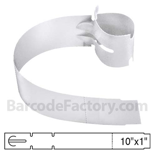 BarcodeFactory 10x1 Thermal White Tree Wrap Tags BAR-EPT10X1X5P-WH
