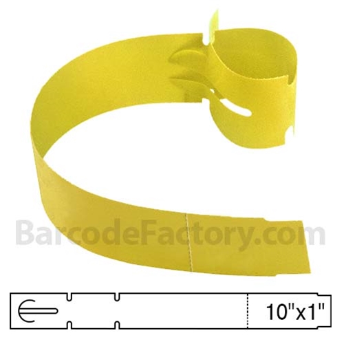 BarcodeFactory 10x1 Thermal Yellow Tree Wrap Tags BAR-EPT10X1X5P-YE-EA
