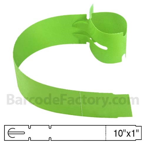 BarcodeFactory 10x1 Thermal Lime Tree Wrap Tags BAR-EPT10X1X5P-LM