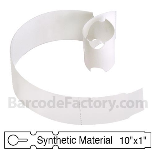 BarcodeFactory 10x1 Thermal White Tree Wrap Tags Single Roll BAR-EO10X1X4P-WH-EA