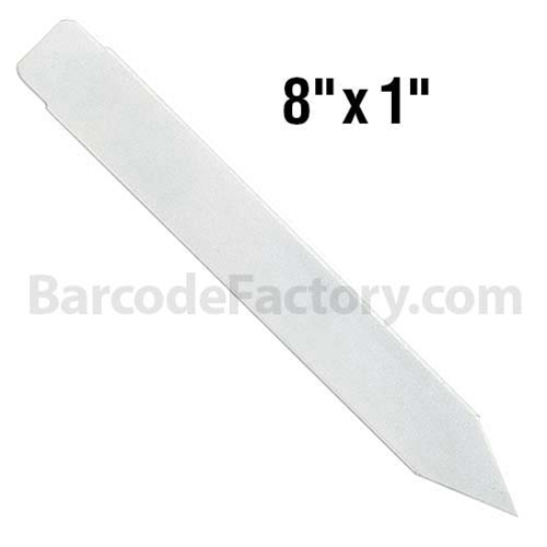 BarcodeFactory 8x1 Thermal Pot Stakes Single Roll BAR-SS8X1-WH-EA