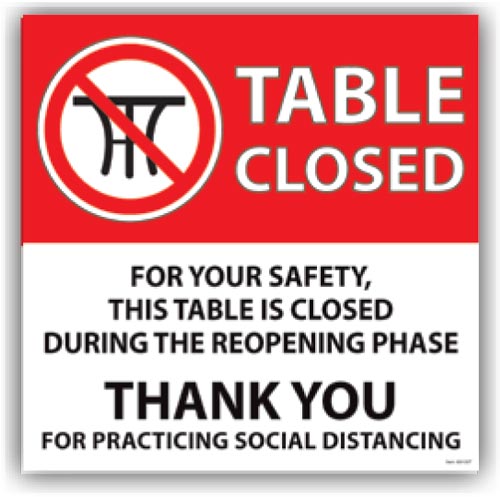 8" x 8" Table Closed Decal 88100T