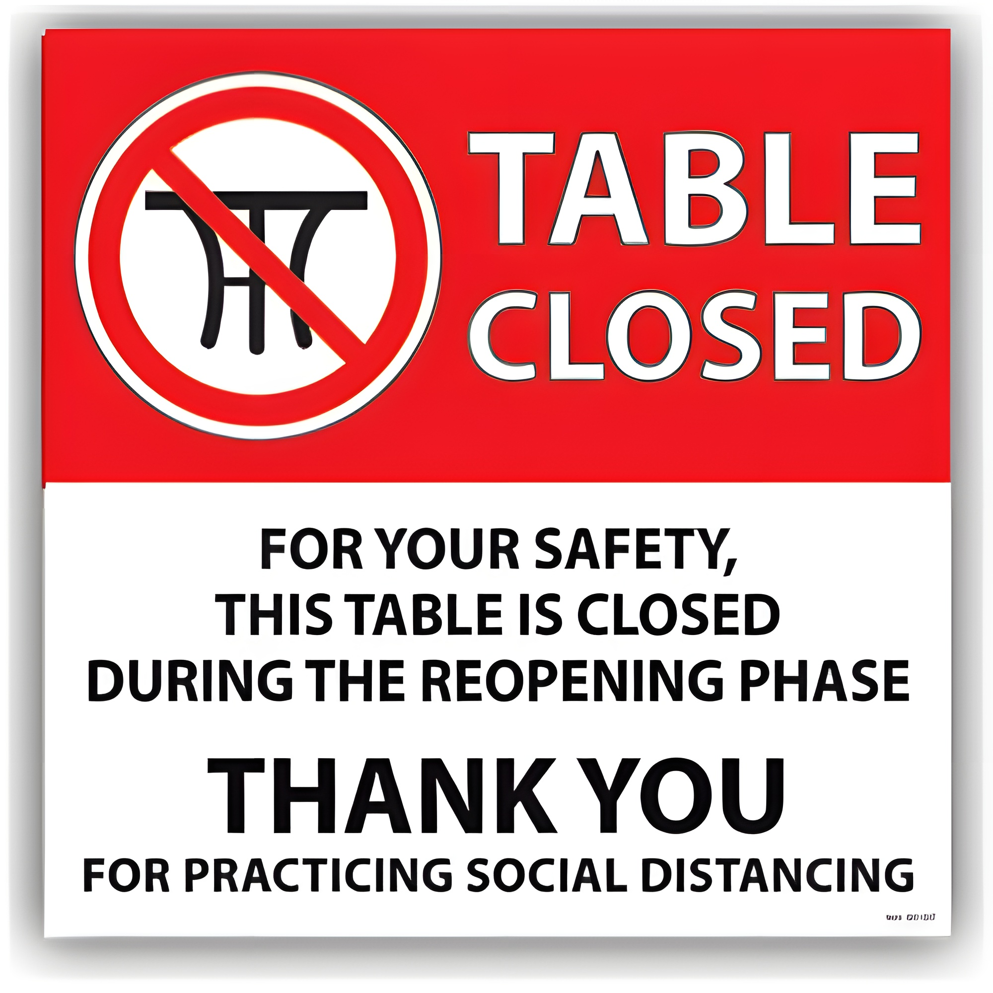 Barcodefactory 8" x 8" Table Closed Decal 88100T