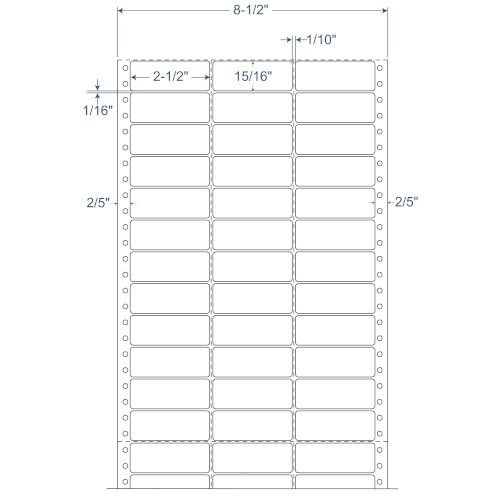 BarcodeFactory 2.5" x 0.9375" 3 Wide Pinfeed EDP Label 900-D-25-15-3