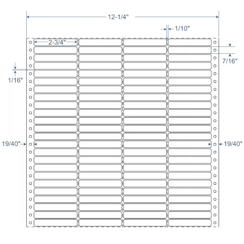 BarcodeFactory 2.75" x 0.4375" 4 Wide Pinfeed EDP Label 900-D-275-7-4