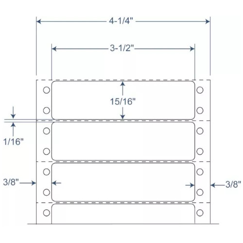 BarcodeFactory 3.5" x 0.9375" Pinfeed Perforated EDP Removable Label 900-DR-35-15-1-PEL