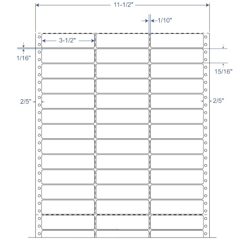 BarcodeFactory 3.5" x 0.9375" 3 Wide Pinfeed EDP Label 900-D-35-15-3