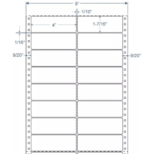 BarcodeFactory 4" x 1.4375" 2 Wide Pinfeed EDP Label 900-D-4-17-2