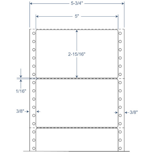 BarcodeFactory 5" x 2.9375" Pinfeed Perforated EDP Label 900-D-5-215-1