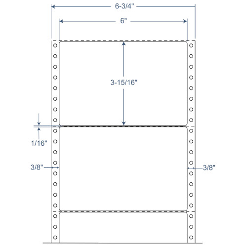 BarcodeFactory 6" x 3.9375" Pinfeed Perforated EDP Label 900-D-6-315-1