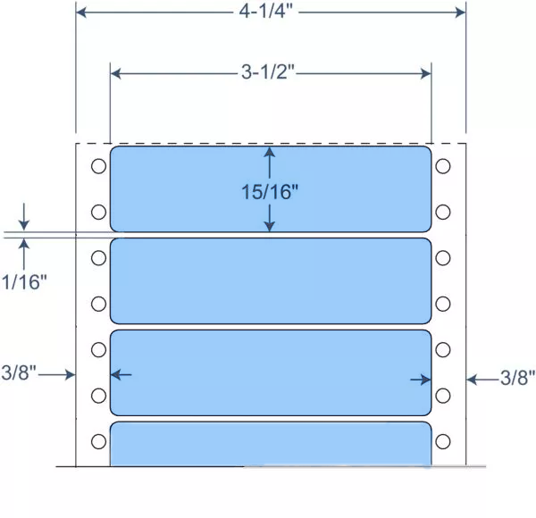 BarcodeFactory 3.5" x 0.9375" Tinted Pinfeed Blue EDP Label 900-DT-35-15-1-BLUE