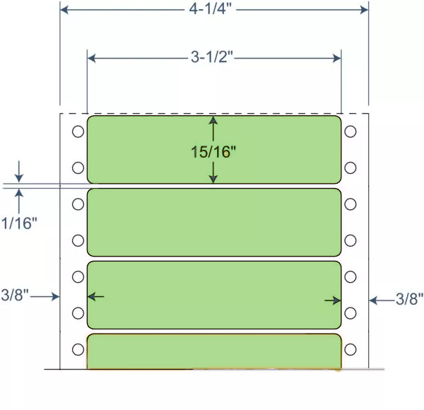 BarcodeFactory 3.5" x 0.9375" Tinted Pinfeed Green EDP Label 900-DT-35-15-1-GREEN