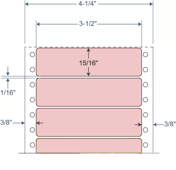 BarcodeFactory 3.5" x 0.9375" Tinted Pinfeed Pink EDP Label 900-DT-35-15-1-PINK