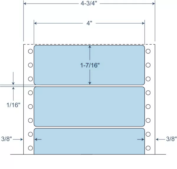 BarcodeFactory 4" x 1.4375" Tinted Pinfeed Blue EDP Label 900-DT-4-17-1-BLUE