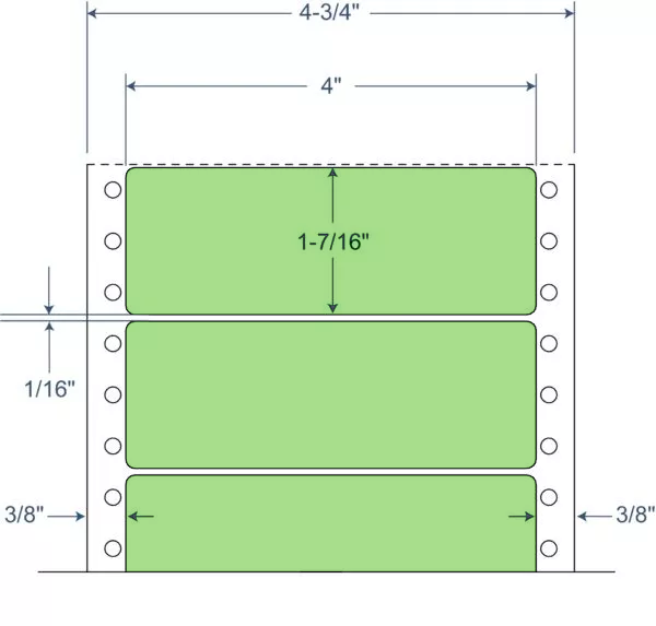 BarcodeFactory 4" x 1.4375" Tinted Pinfeed Green EDP Label 900-DT-4-17-1-GREEN