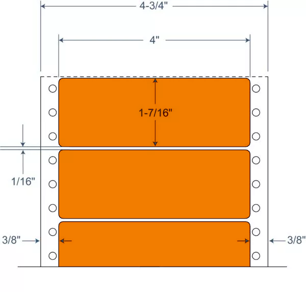 BarcodeFactory 4" x 1.4375" Tinted Pinfeed Orange EDP Label 900-DT-4-17-1-ORANGE