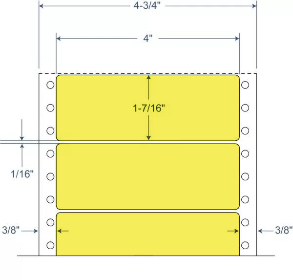 BarcodeFactory 4" x 1.4375" Tinted Pinfeed Yellow EDP Label 900-DT-4-17-1-YELLOW