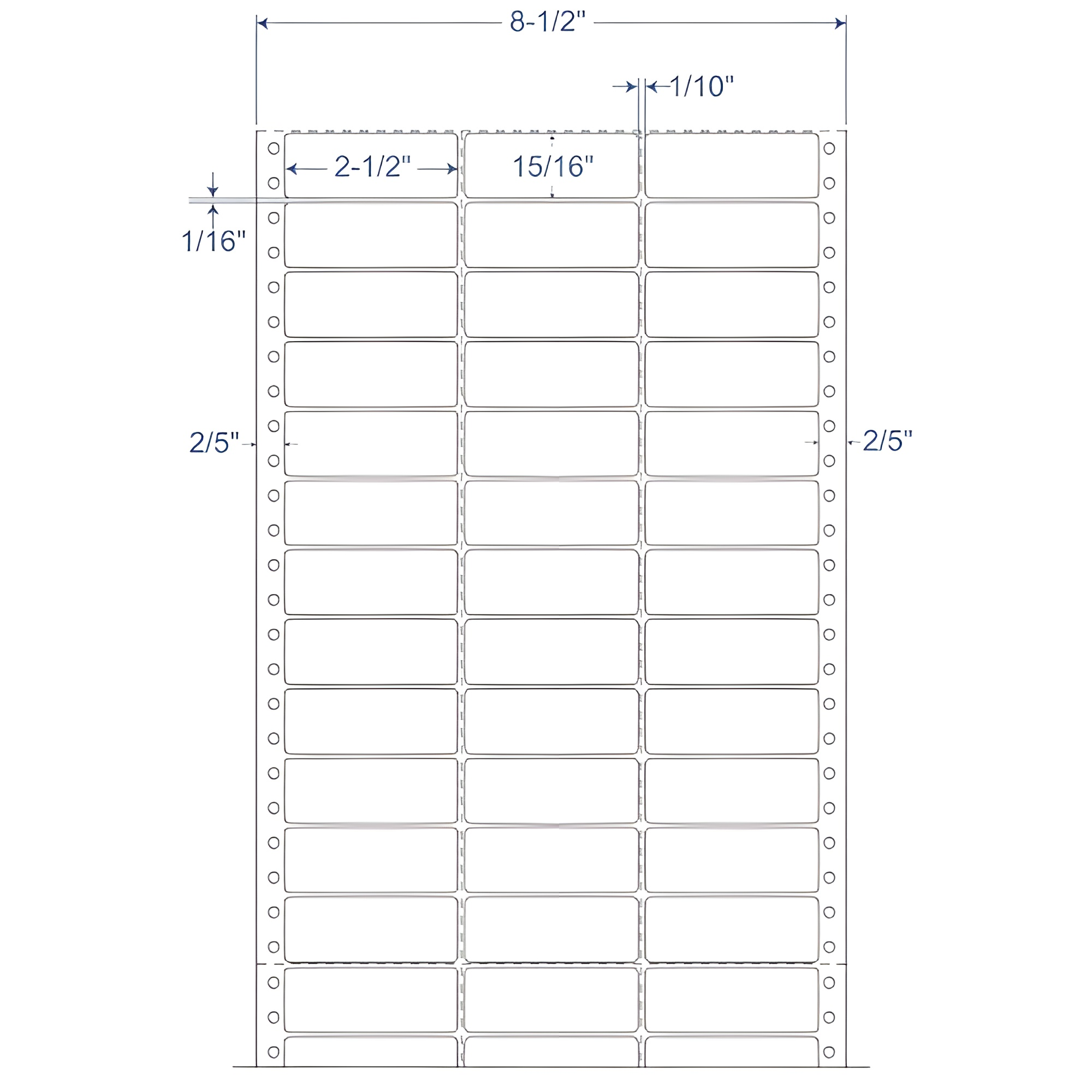 BarcodeFactory 2.5" x 0.9375" 3 Wide Pinfeed EDP Label 900-D-25-15-3