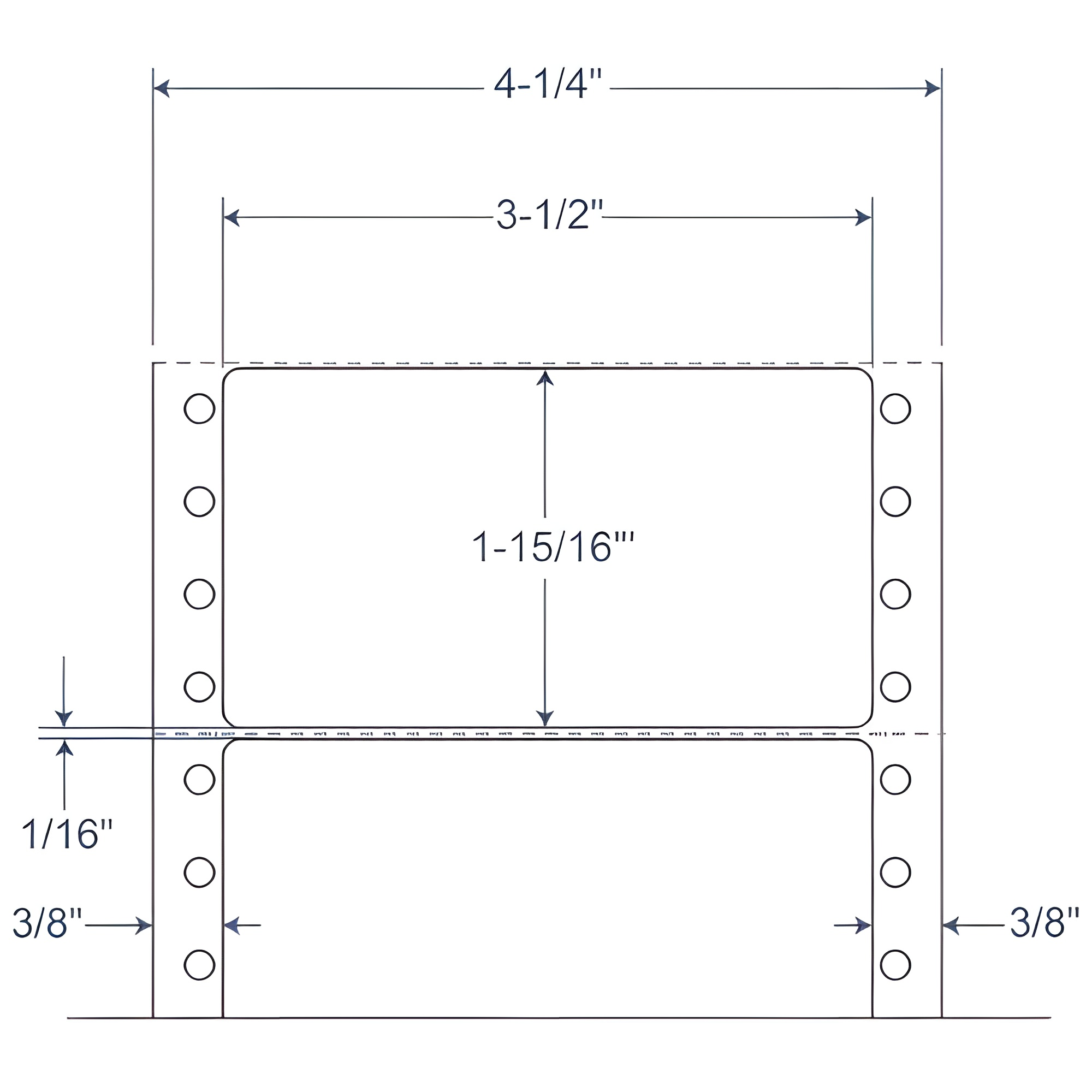 BarcodeFactory 3.5" x 1.9375" Pinfeed EDP Label 900-D-35-115-1