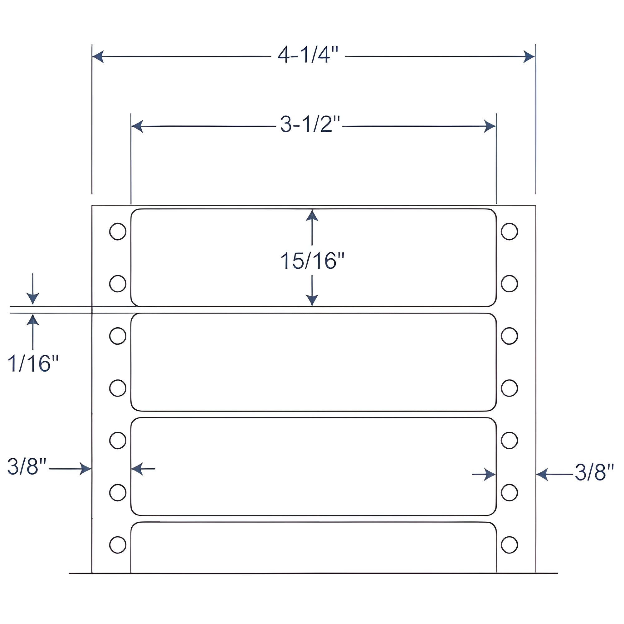 BarcodeFactory 3.5" x 0.9375" Pinfeed EDP Label 900-D-35-15-1