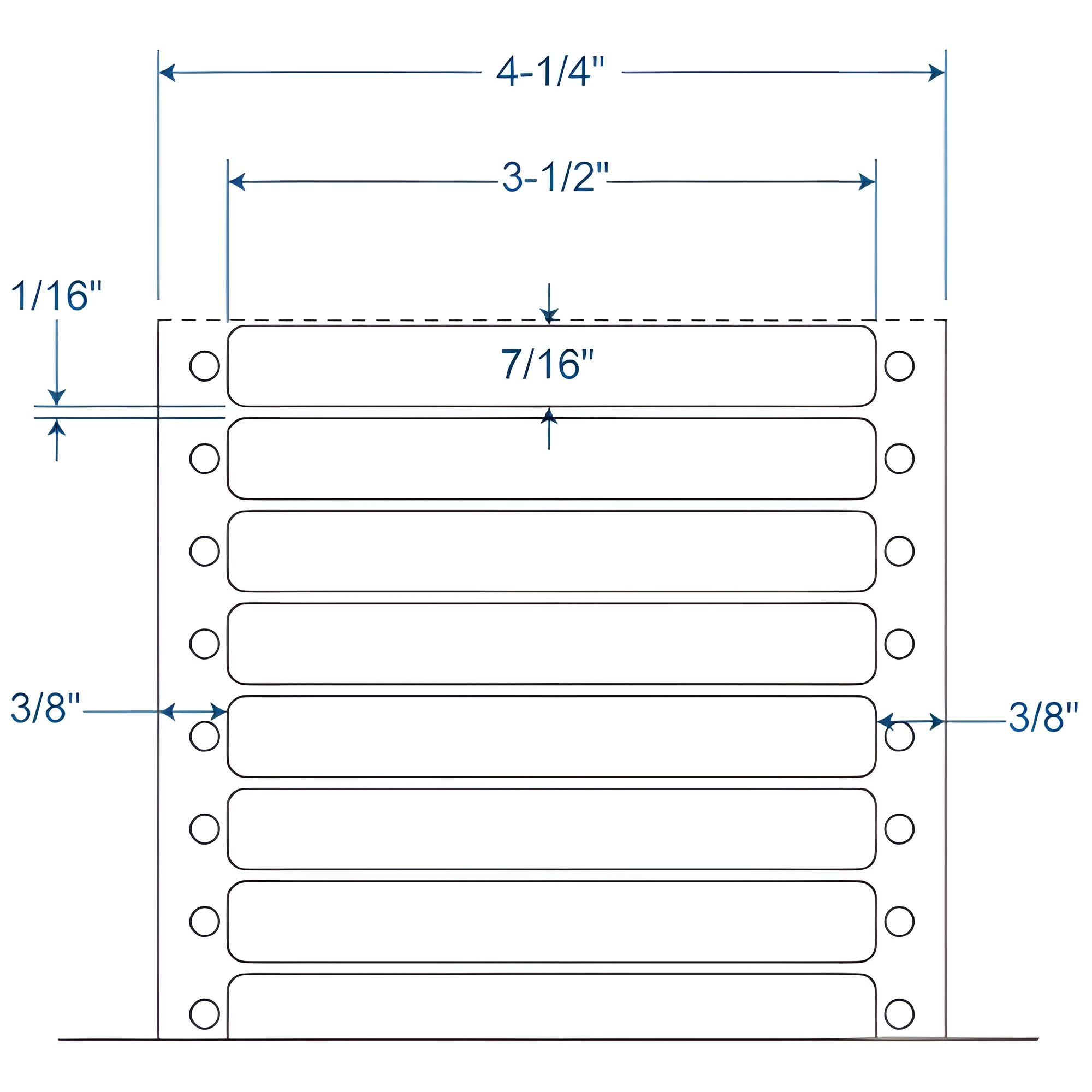 BarcodeFactory 3.5" x 0.4375" Pinfeed EDP Label 900-D-35-7-1