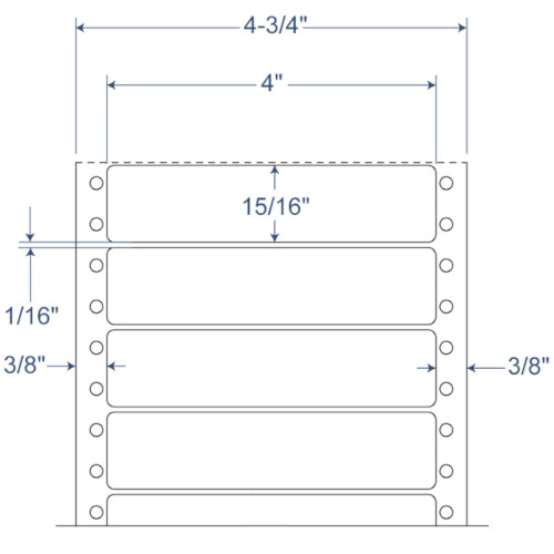 BarcodeFactory 4" x 0.9375" Pinfeed EDP Label 900-D-4-15-1