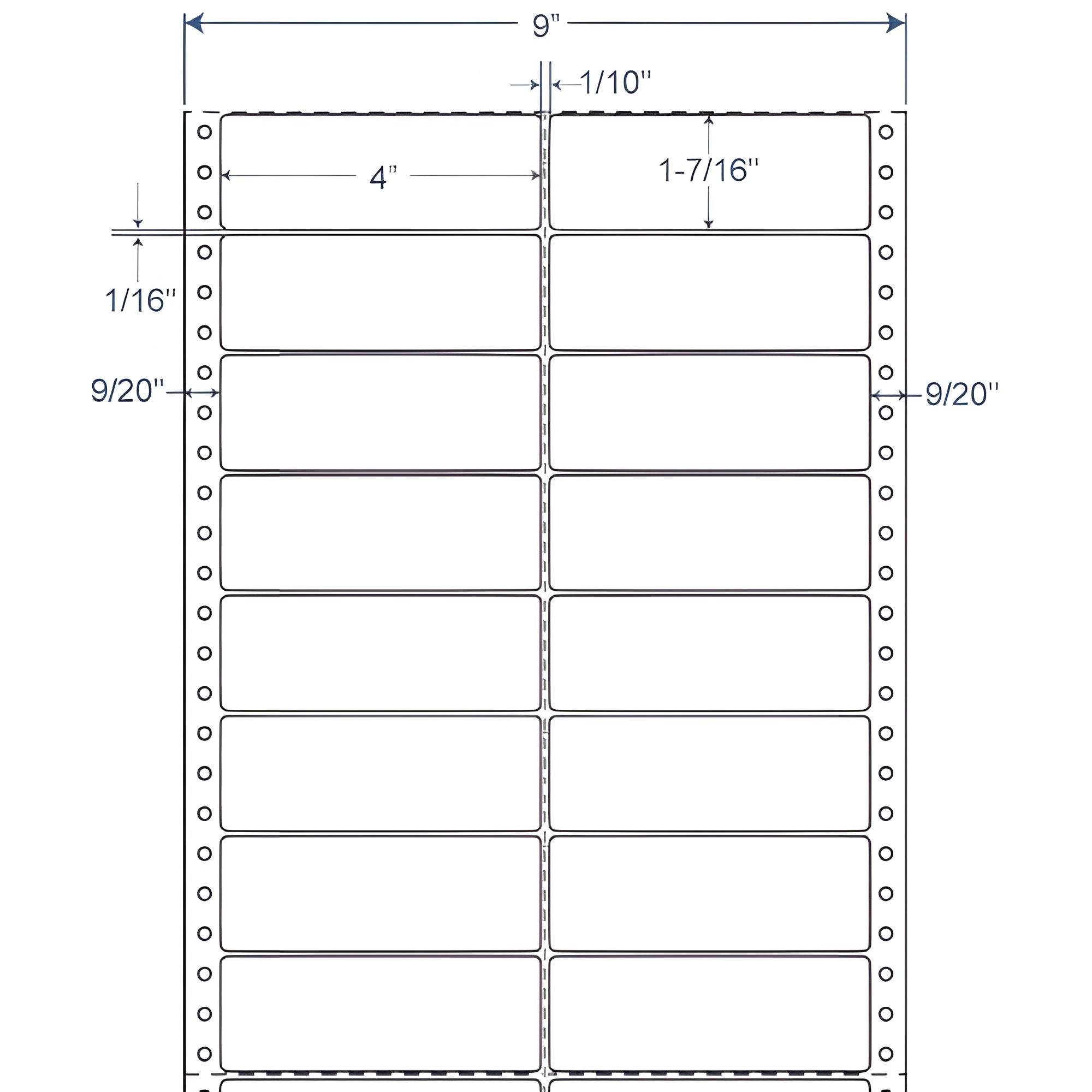 BarcodeFactory 4" x 1.4375" 2 Wide Pinfeed EDP Label 900-D-4-17-2