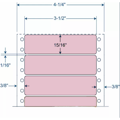 BarcodeFactory 3.5" x 0.9375" Tinted Pinfeed Pink EDP Label 900-DT-35-15-1-PINK