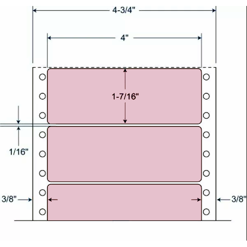 BarcodeFactory 4" x 1.4375" Tinted Pinfeed Pink EDP Label 900-DT-4-17-1-PINK
