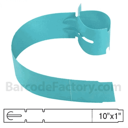 BarcodeFactory 10x1 Thermal Blue Tree Wrap Tags BAR-EPT10X1X5P-BL