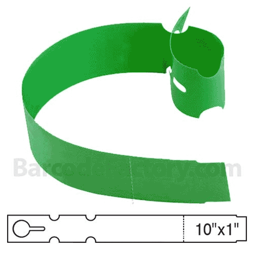 BarcodeFactory 10x1 Thermal Green Tree Wrap Tags BAR-EP10X1X5P-GR