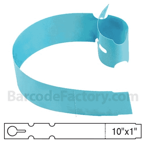BarcodeFactory 10x1 Thermal Blue Tree Wrap Tags BAR-EP10X1X5P-BL