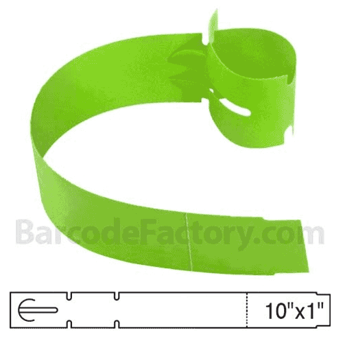 BarcodeFactory 10x1 Thermal Lime Tree Wrap Tags BAR-EPT10X1X5P-LM