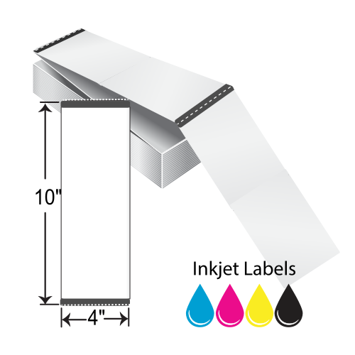 BarcodeFactory 4x10 Matte Paper Tags [Fanfold, Perforated, Black Mark Sensing] L-IJ-TMP4101000F