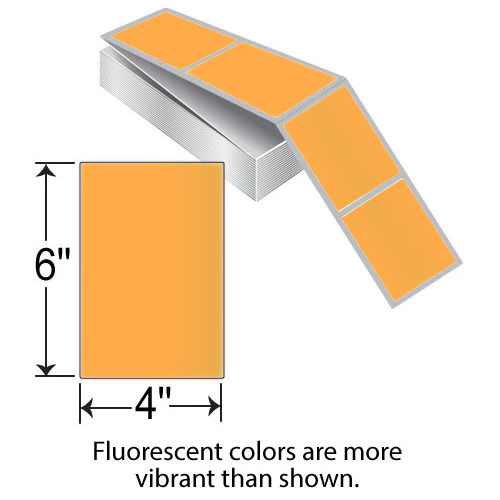 Barcodefactory 4x6  TT Label [Fanfold, Perforated, Fluorescent Orange] THF46-1PFO