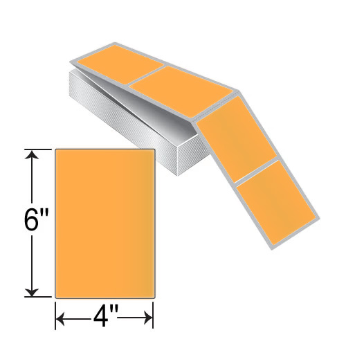 Barcodefactory 4x6  TT Label [Fanfold, Perforated, Fluorescent Orange] THF46-1PFO
