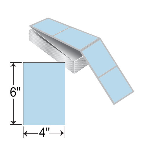 Barcodefactory 4x6  TT Label [Fanfold, Perforated, Blue] 640344