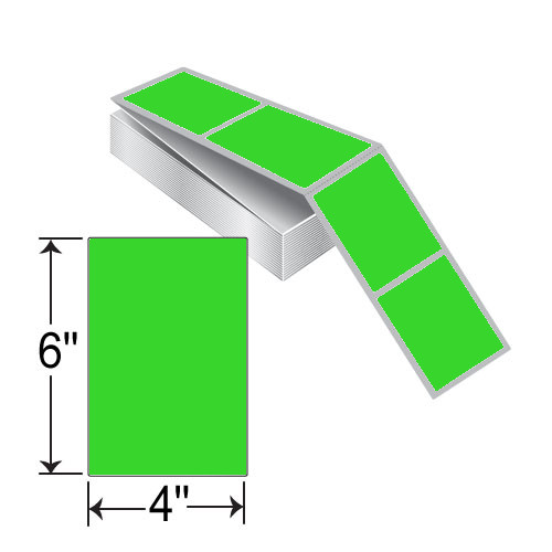 Barcodefactory 4x6  TT Label [Fanfold, Perforated, Fluorescent Green] BAR-THF46-1FG