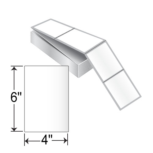 Barcodefactory 4x6 Polypropylene Inkjet Label [Fanfold, Perforated] RIJK-4-6-2000-FF