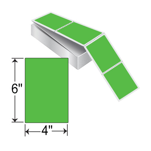 Barcodefactory 4x6  TT Label [Fanfold, Perforated, Fluorescent Green] THF46-1PFG