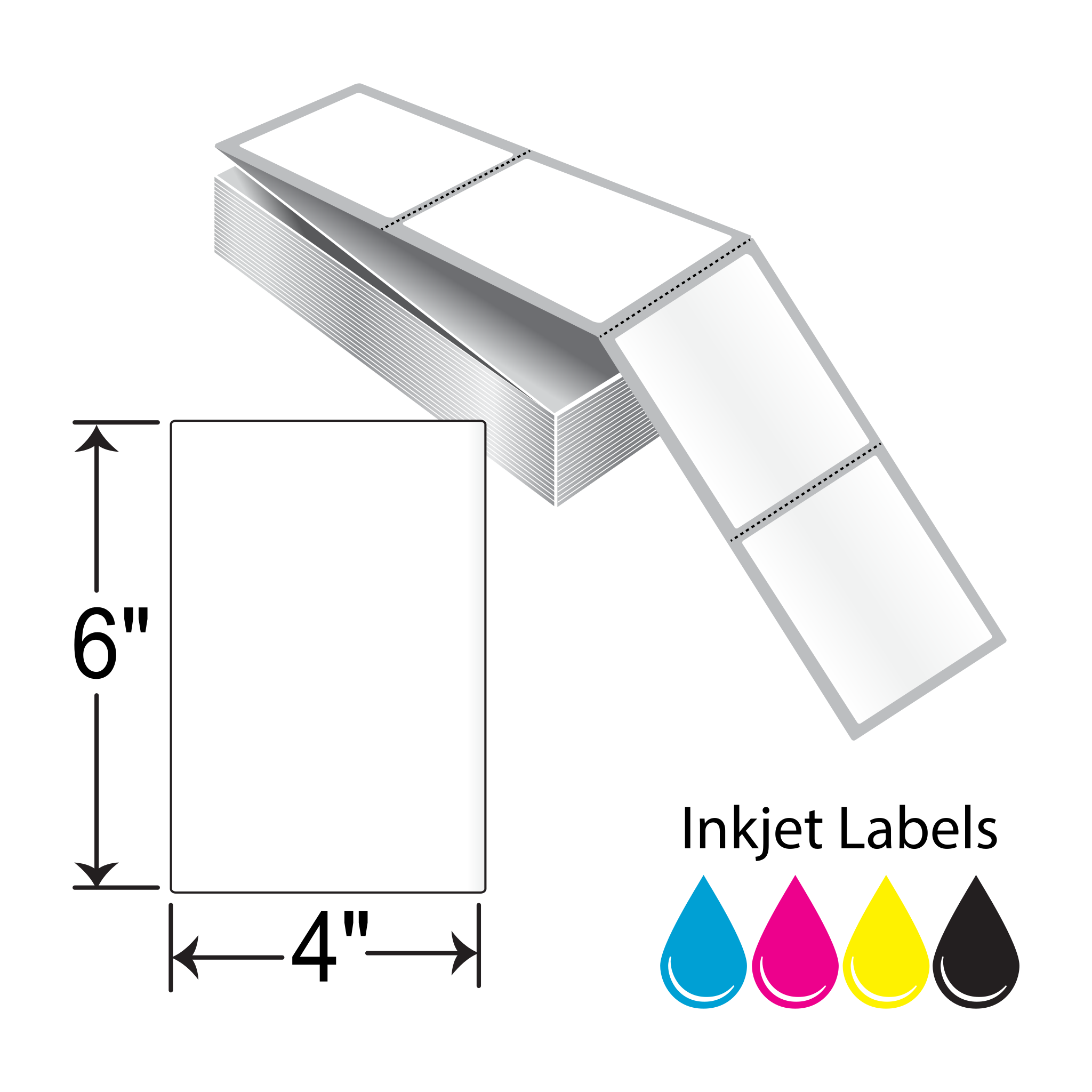 Barcodefactory 4" x 6" Matte Poly Inkjet Labels ISP-4-6-1000