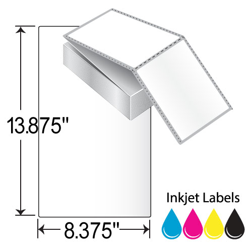 Barcodefactory 8.375x13.875 Polypropylene Inkjet Label [Fanfold, Perforated] L-IJ-B83813781000FP-P