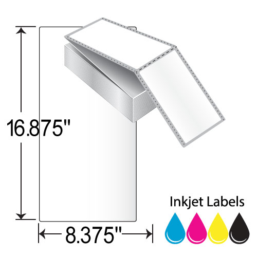 Barcodefactory 8.375x16.875 Synthetic Inkjet Label [Fanfold, Perforated] L-IJ-837516875F