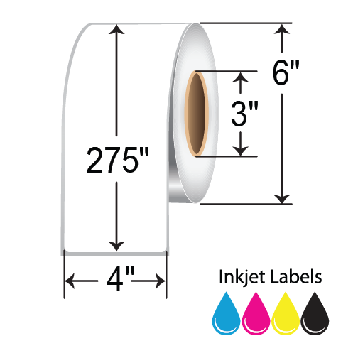 BarcodeFactory 4"x275' Inkjet Matte Film Label [Freezer, Non-Perforated] L-IJ-MF4275CR-36