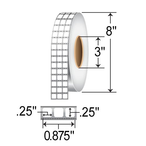 Zebra Z-Ultimate 2000T 0.25x0.25 Polyester TT Label [3up, Perforated] 10011966