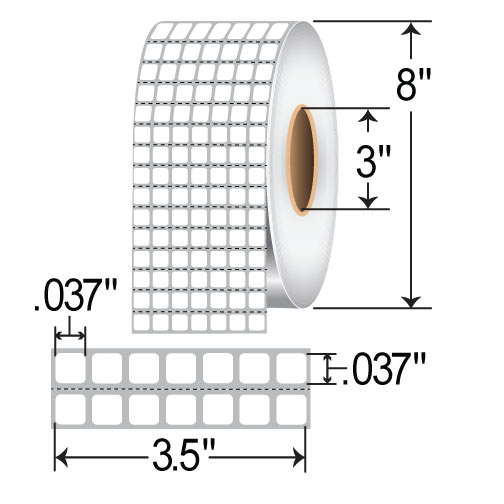 Zebra Z-Supreme 3000T 0.375x0.375 Polyimide TT Label [7up, Perforated, Electronic Component] 10023216