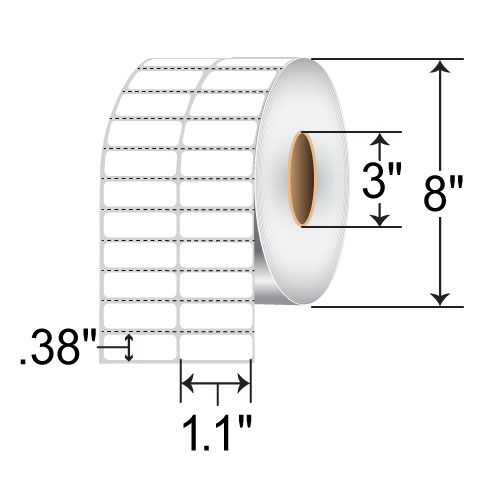 Zebra Z-Supreme 2000T 1.1x0.38 Polyimide TT Label [2up, Perforated] 10023203