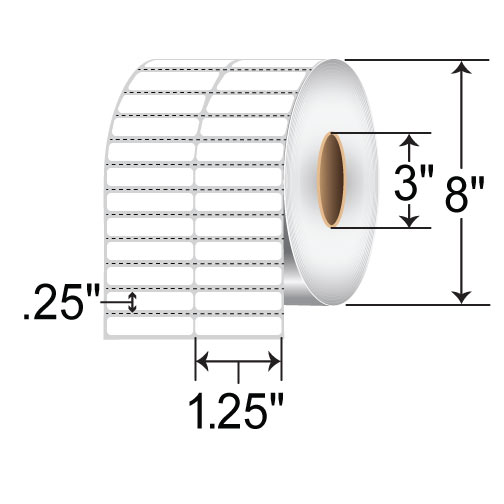 Zebra Z-Supreme 2100T 1.25x0.25 Polyimide TT Label [2up, Perforated] ZIPZST10044165