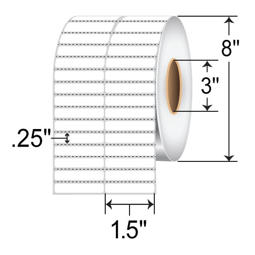 Zebra Z-Ultimate 2000T 1.5x0.25 Polyester TT Label [2up, Perforated] 10022991